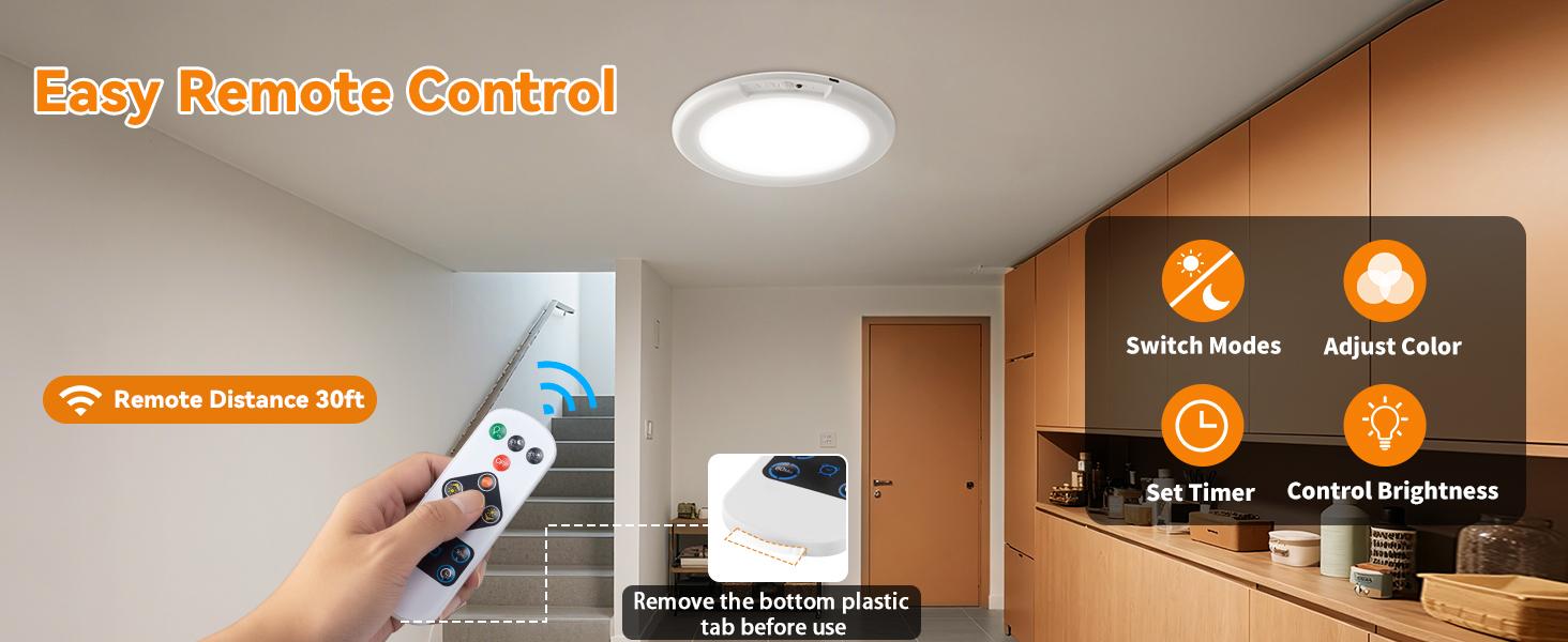 Rechargeable Ceiling Light 2-Pack, 3 Color Modes, Motion Sensor with Remote, Wireless Battery-Operated Magnetic LED Lights for Shower, Closet, Pantry, Shed, Hallway, Porch, Garage summergarden,campingessentials,outdoorfurnitureset,campinggear