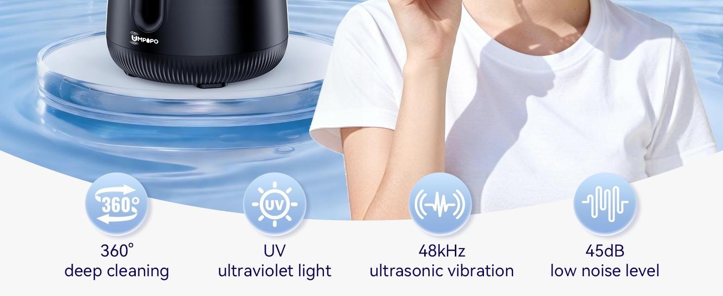UMPOPO Ultrasonic Retainer Cleaner Machine 48kHz, Dental Cleaning Pod, Ultrasonic Retainer cleaner for Dentures, Aligners, Mouth Guards, Night Guards, Toothbrush Heads and Jewelry with 200ML Capacity UMPOPO Ultrasonic Retainer Cleaner Machine 48kHz, Dental Cleaning Pod, Ultrasonic Retainer cleaner for Dentures, Aligners, Mouth Guards, Night Guards, Toothbrush Heads and Jewelry with 200ML Capacity