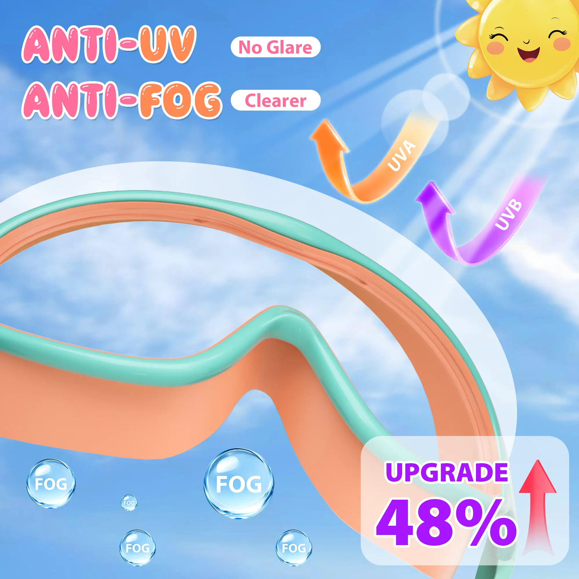 Kids Swim Goggles 2 Pack - UV Protection & Anti-Fog