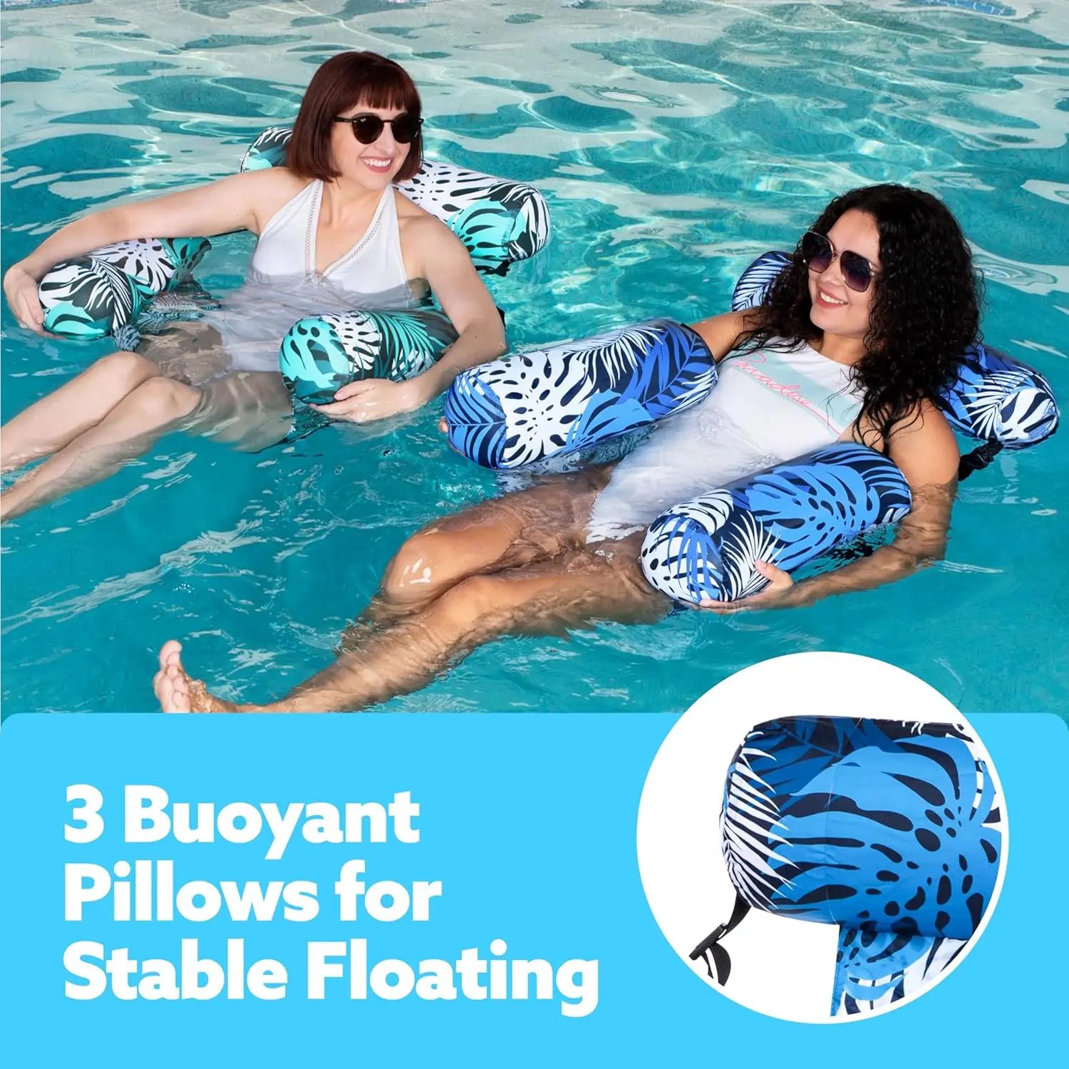 Inflatable Pool Floats - 2 Pack Floating Lounge Chairs