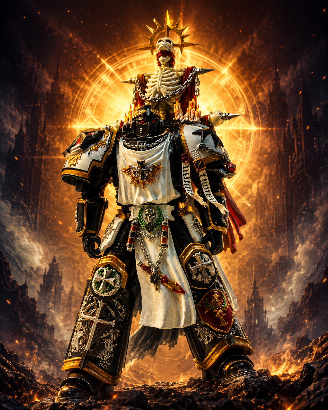 Black Templar Emperor’s Champion Figure | Gothic Crusader Collectible Statue