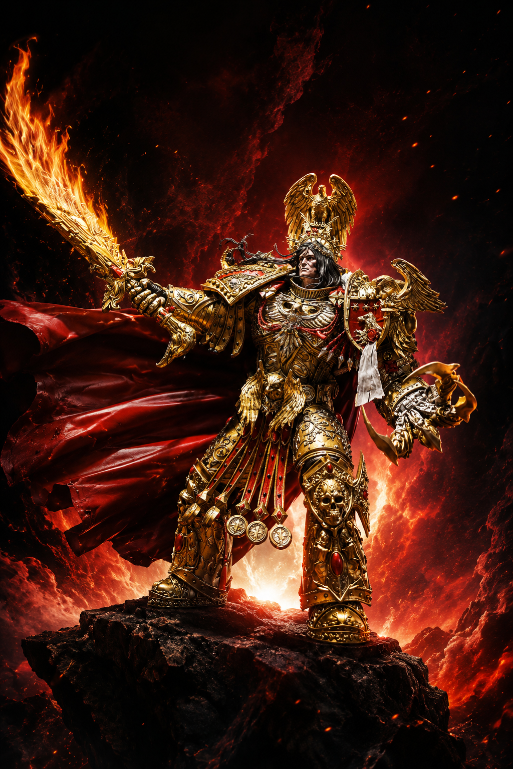 Golden Emperor Warlord Figure | Grimdark Sci-Fi Collectible Statue