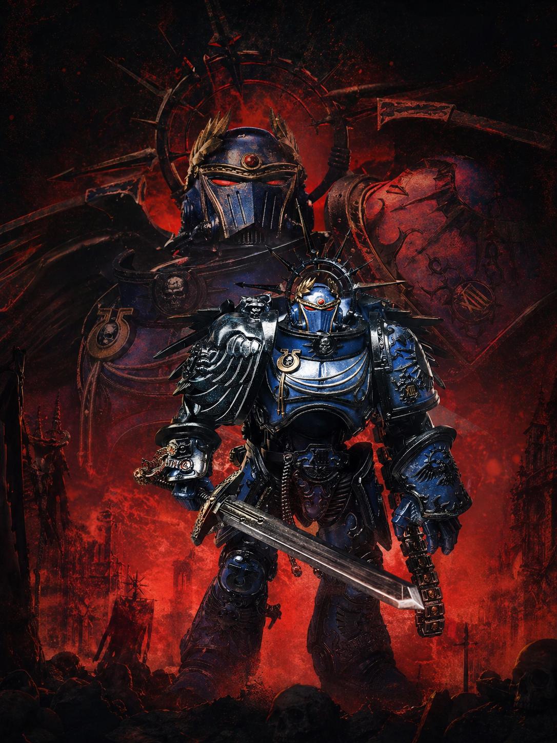 Blue Armored Regent Figure | Grimdark Sci-Fi Collectible Statue