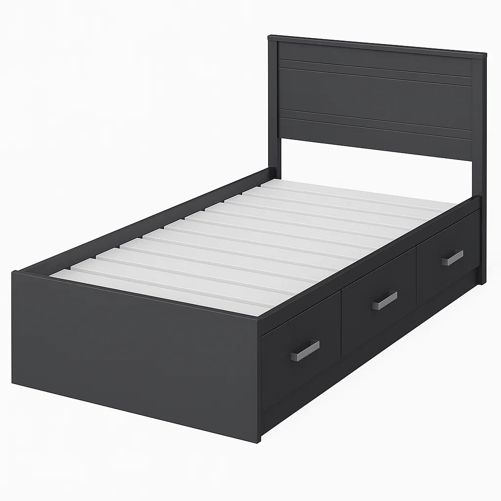 Łóżko pojedyncze z szufladami czarny MDF 200x90 cm-DECORVAROZ