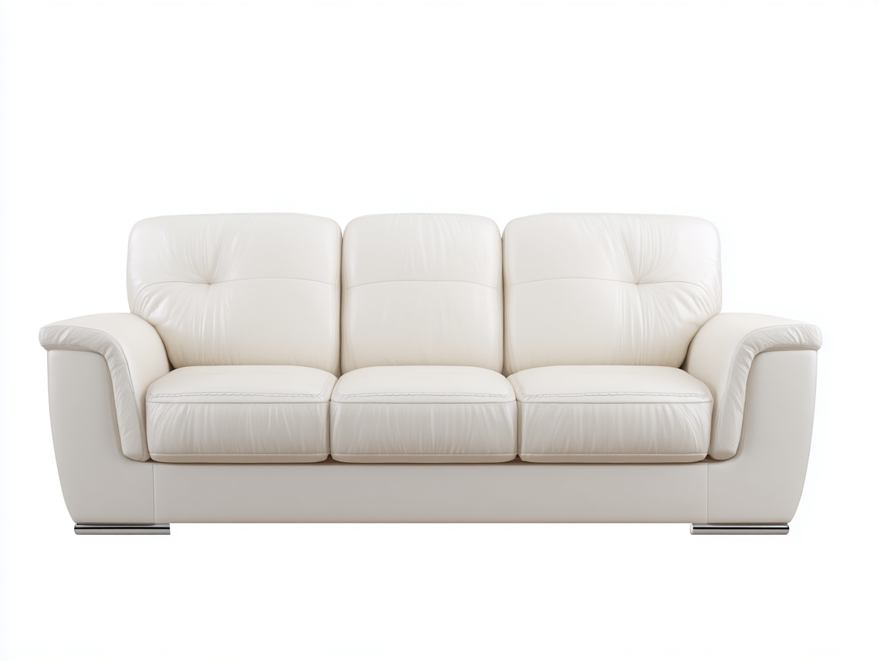 Canapé 3 places - Cuir - 214 x 91 x 86 cm - Blanc - Style moderne-Vazocohaus