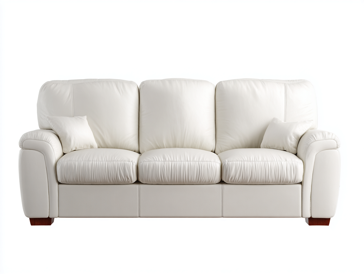 Canapé 3 places - Cuir - 215 x 92 x 87 cm - Blanc - Style classique-Vazocohaus