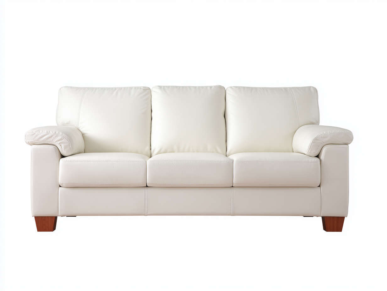 Canapé 3 places - Cuir - 216 x 91 x 85 cm - Blanc - Style classique-Vazocohaus