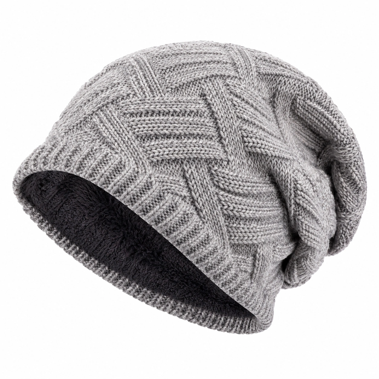 Szara czapka beanie z wyściółką polarową-Roo Mda Xis