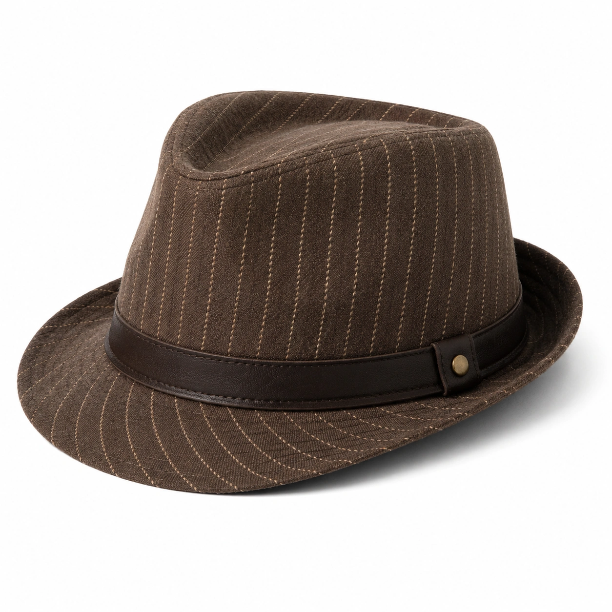 Męski Kapelusz Fedora w Paski Brązowy-Roo Mda Xis