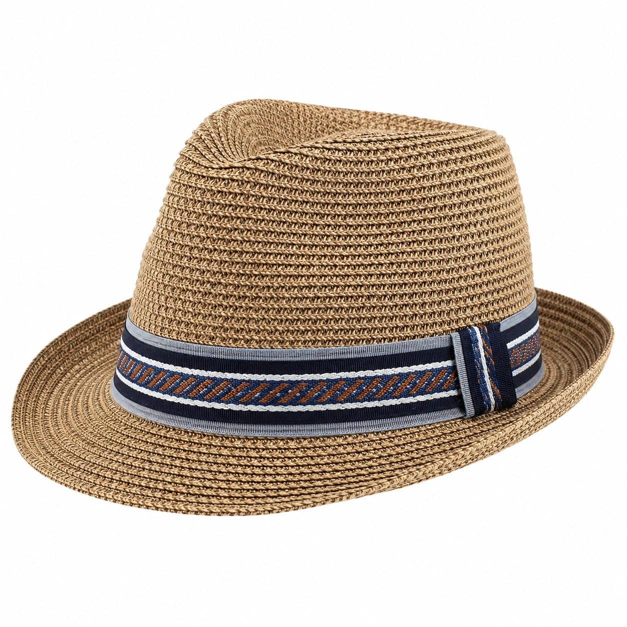 Kapelusz Fedora beżowy z wzorzystą tasiemką-Roo Mda Xis
