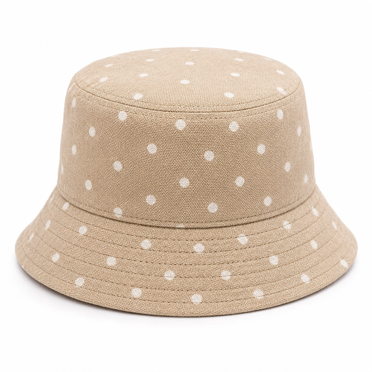 Beżowy kapelusz bucket w białe kropki-nestzex is