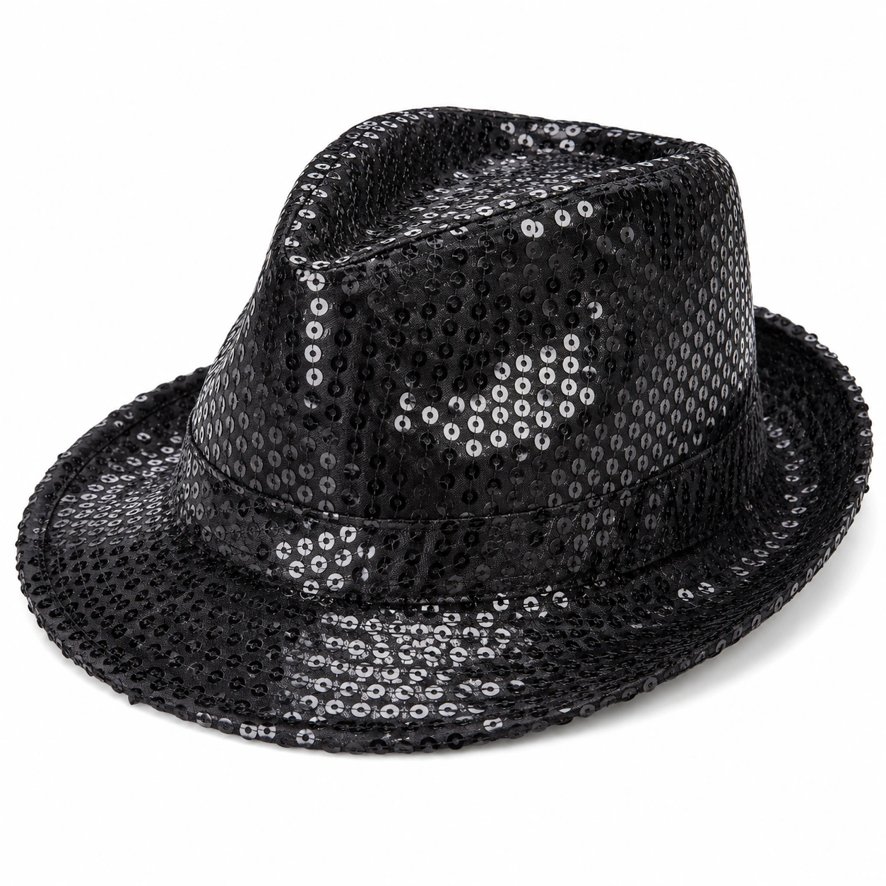 Czarny kapelusz fedora z cekinami dla dorosłych-nestzex is