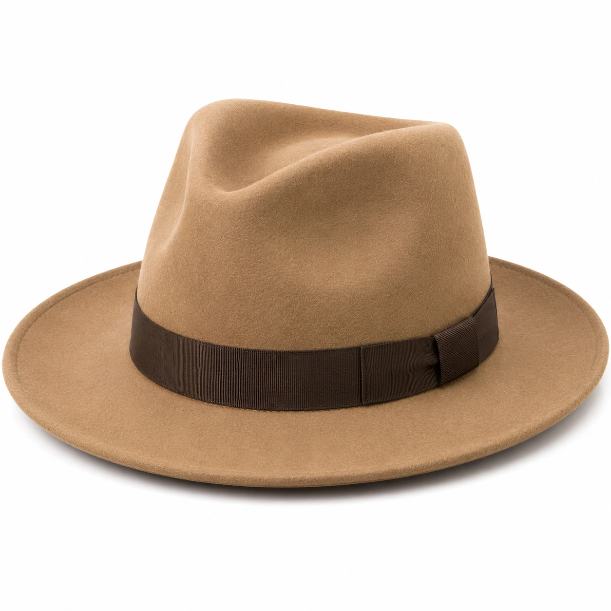 Kapelusz Fedora Beżowy z Ciemnobrązową Wstążką-nestzex is