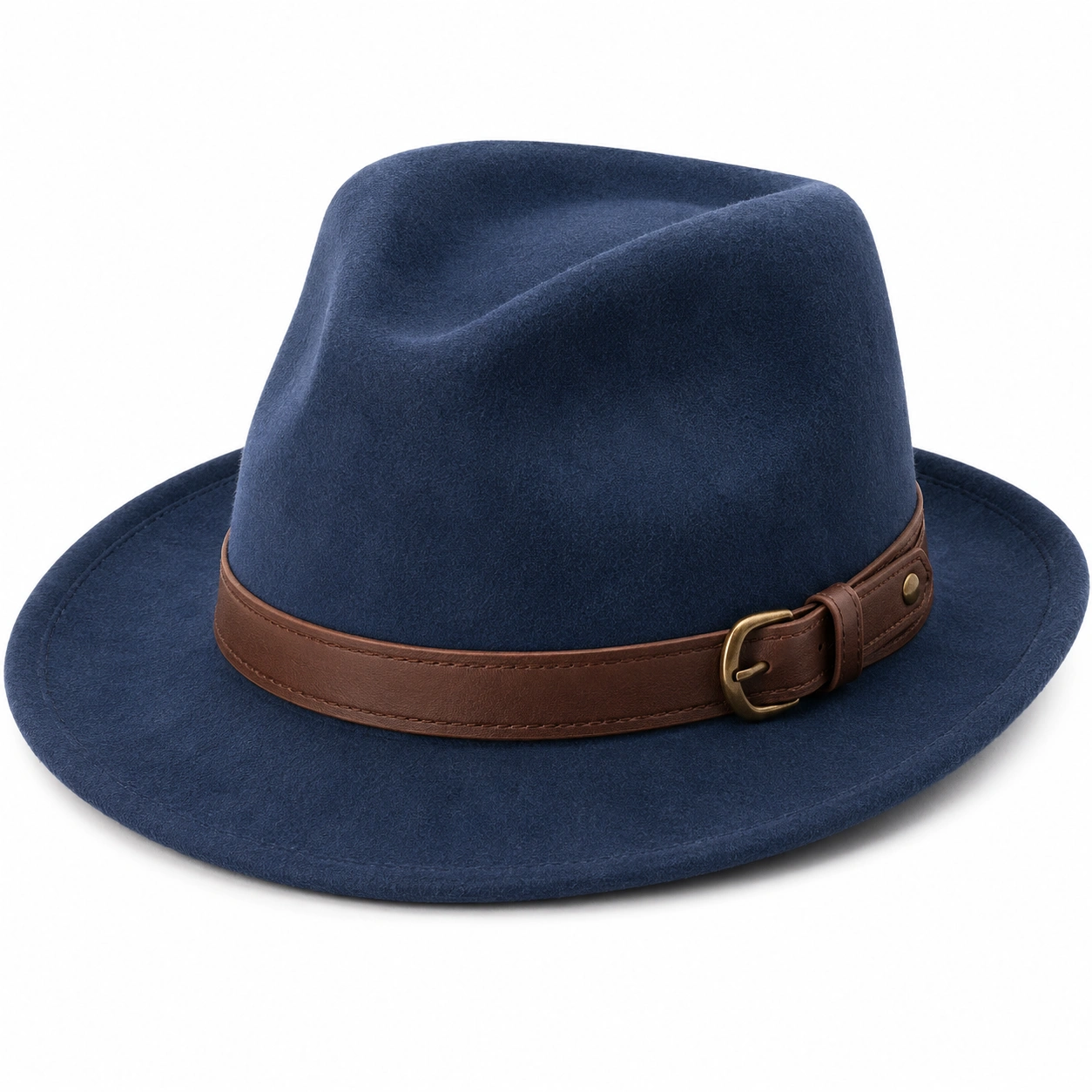 Kapelusz Fedora Niebieski z Brązowym Pasek-nestzex is