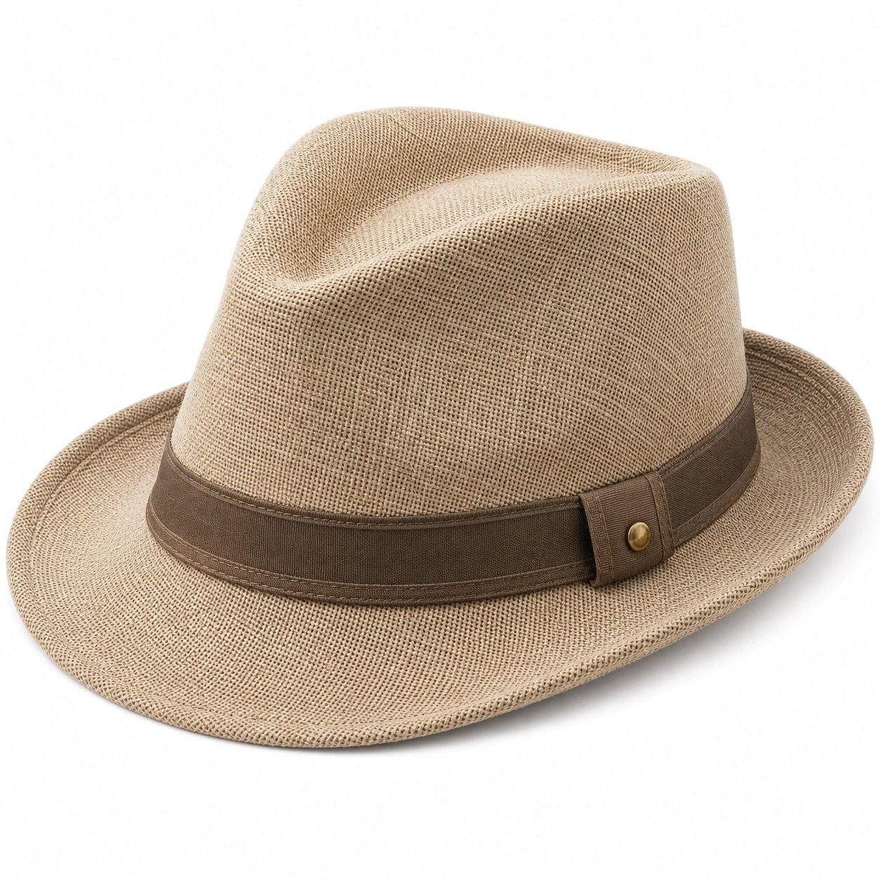 Kapelusz Fedora Beżowy z Bawełnianą Opaską-nestzex is