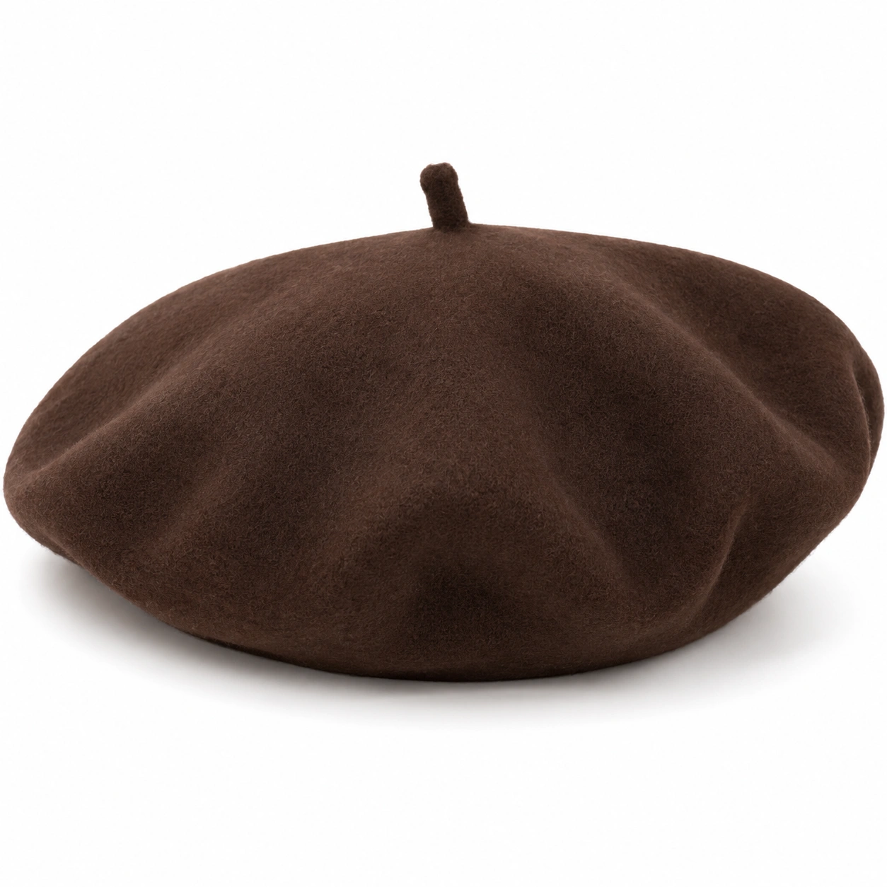 Klasyczny brązowy damski beret-ROOMNARIS