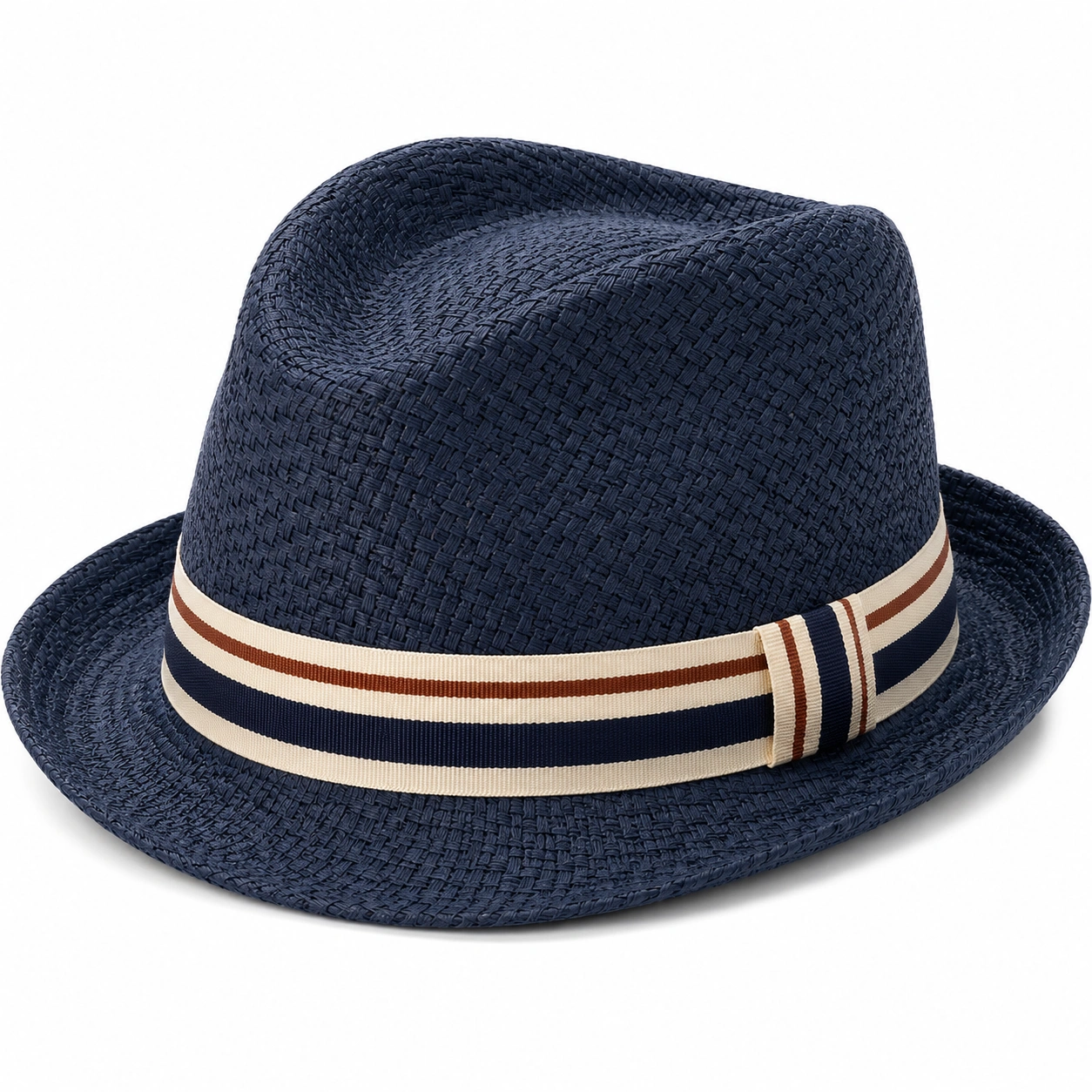 Kapelusz Fedora Męski Granatowy z Paskiem-ROOMNARIS