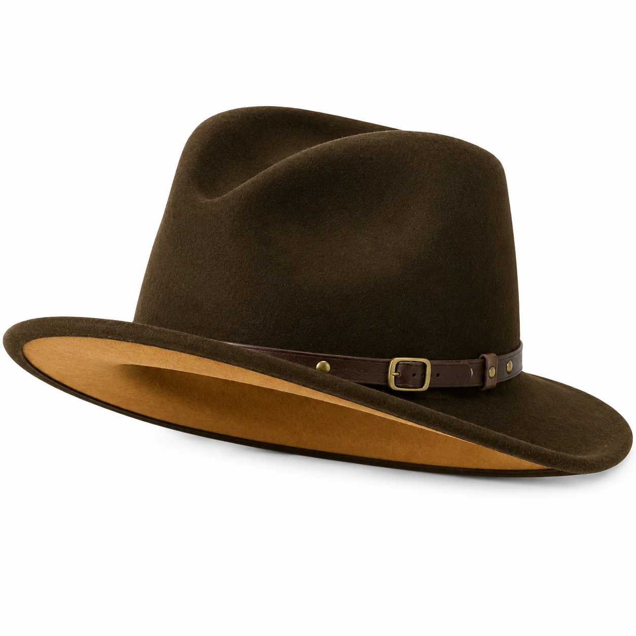 Kapelusz Fedora z regulowanym paskiem brązowy-ROOMNARIS