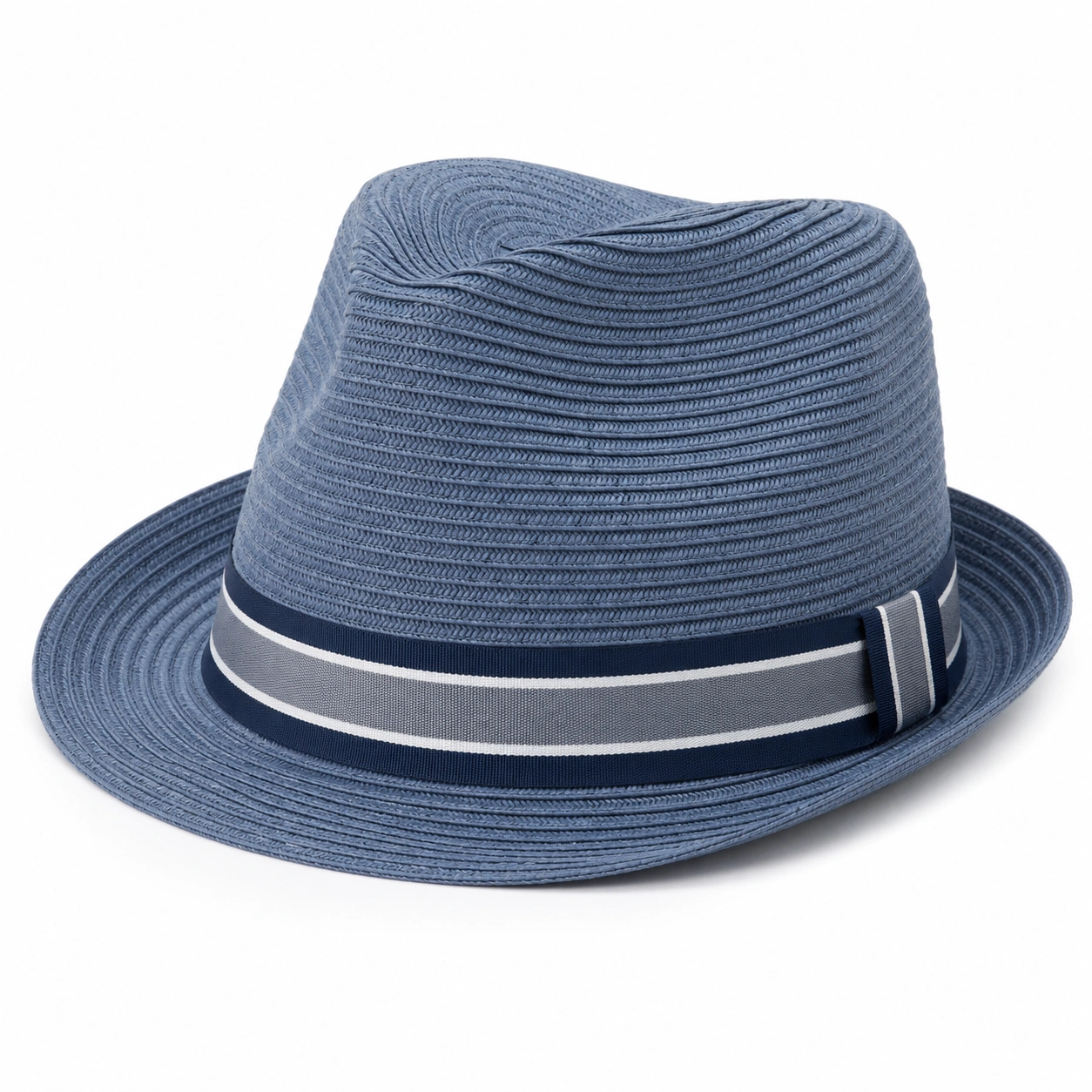Niebieski kapelusz fedora z paskiem ozdobnym-ROOMNARIS