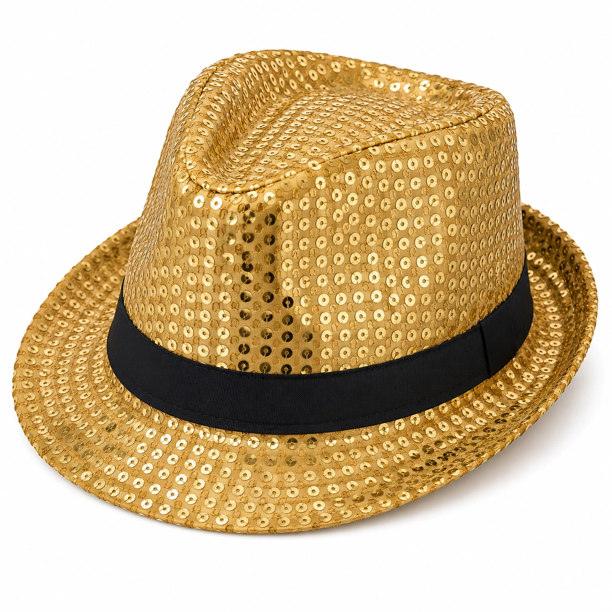 Złoty Kapelusz Fedora z Cekinami na Imprezy-ROOMNARIS
