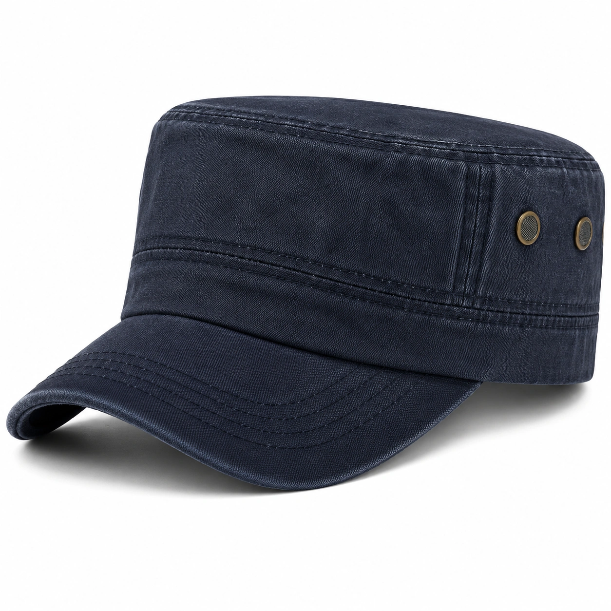 Granatowa czapka wojskowa unisex z daszkiem-ROOMNARIS