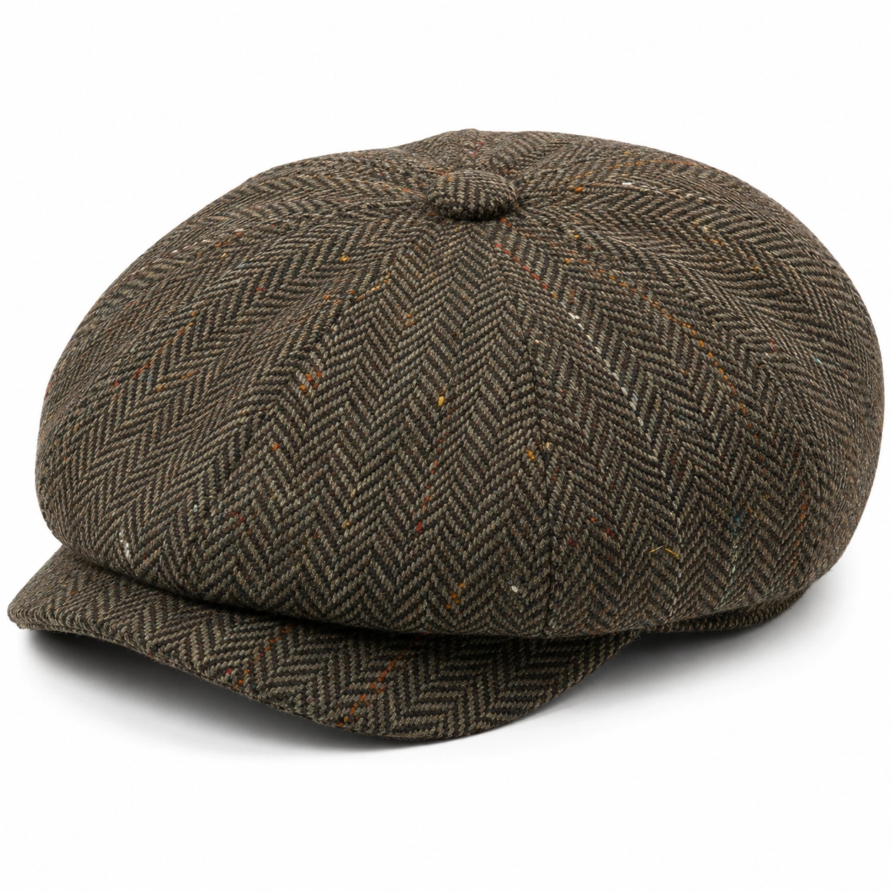 Kaszkiet męski brązowy tweed klasyczny-ROOMNARIS