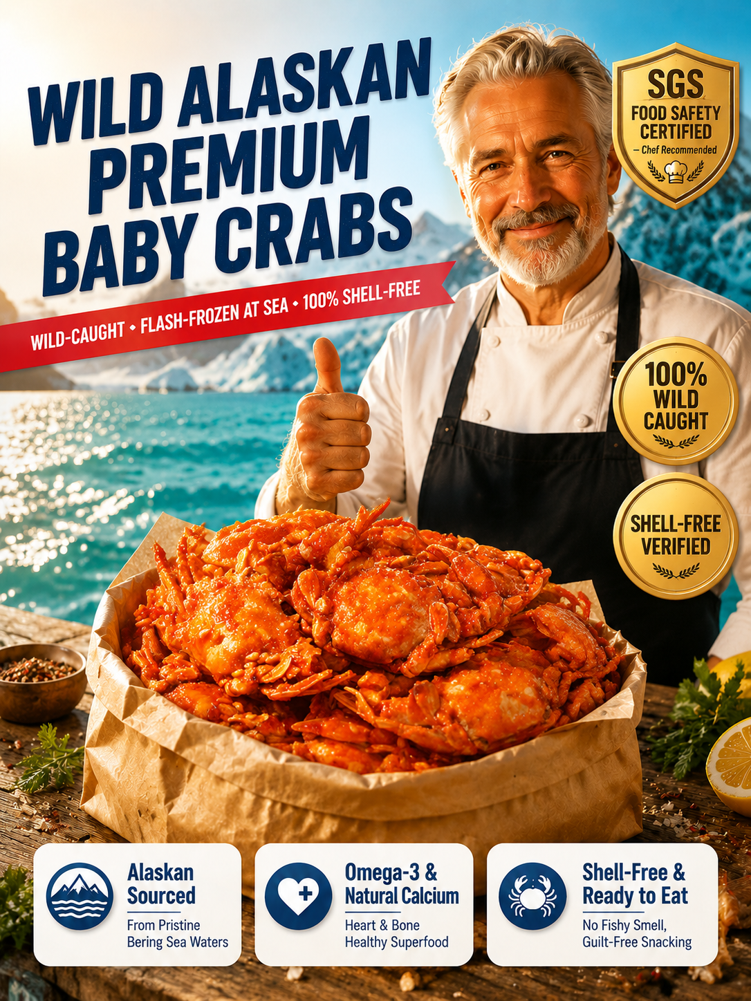 【200 crabs/bag】 Low-fat, crispy, ready-to-eat crab meat snacks 🦀🔥