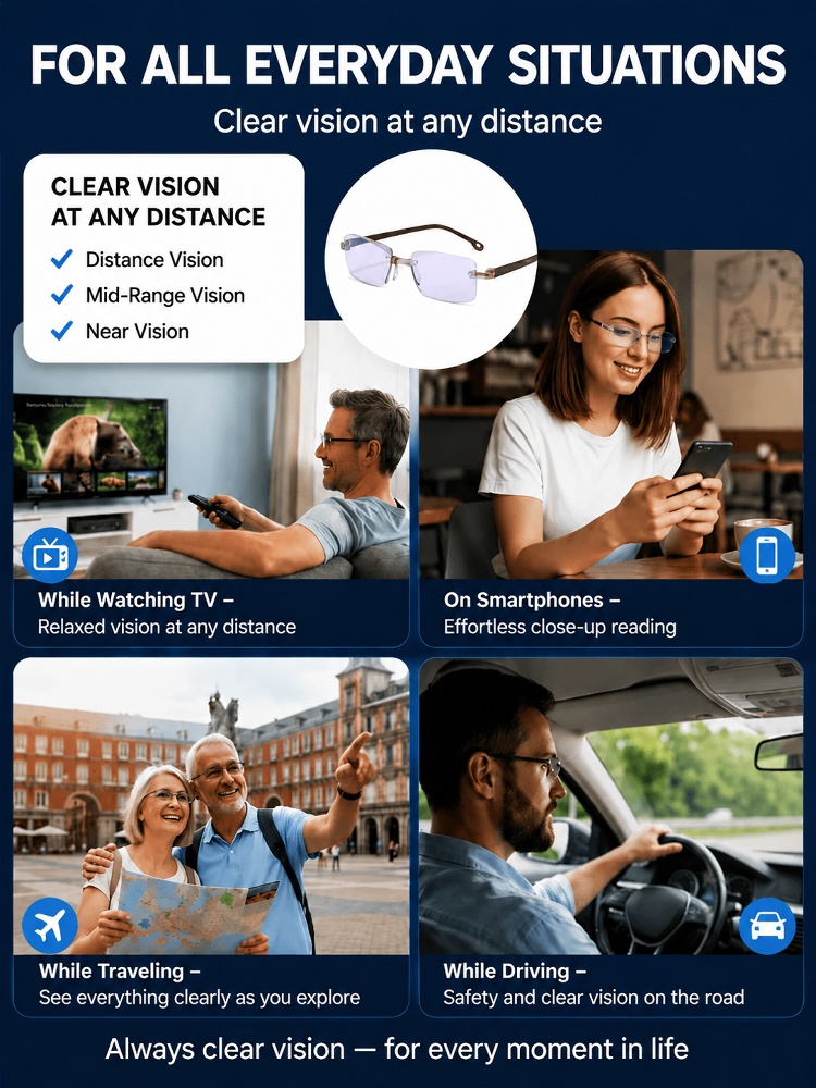0.01s Auto-Focus Progressive Glasses +1.00~+7.00D Stepless for Reading & Driving