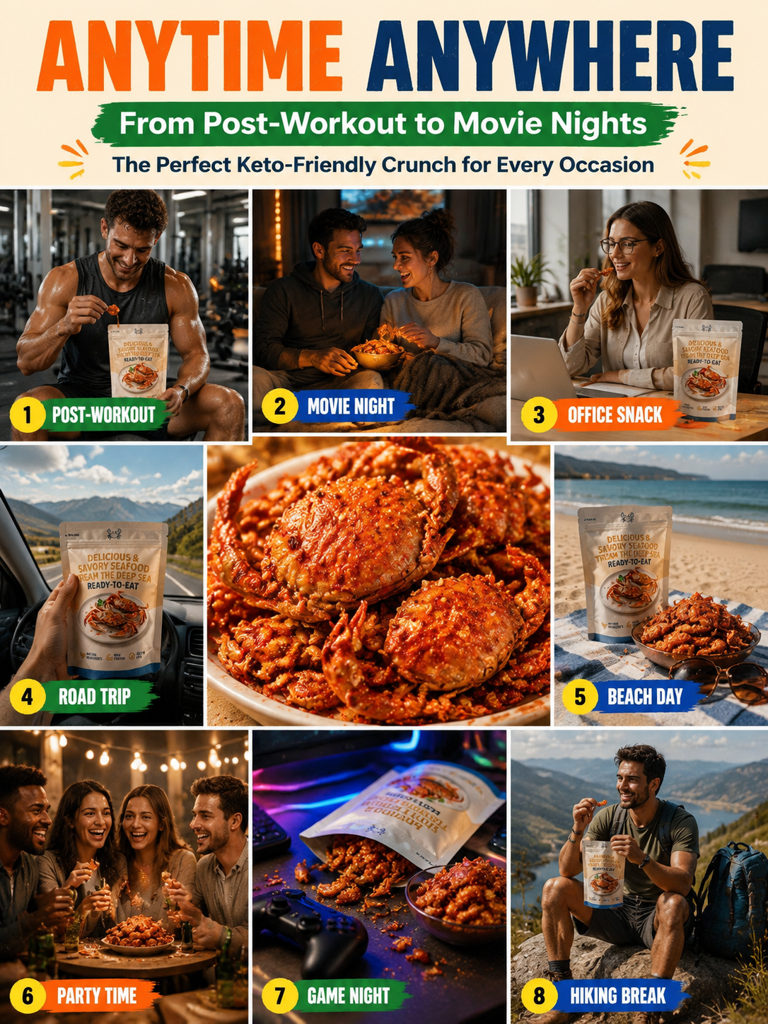【200 crabs/bag】 Low-fat, crispy, ready-to-eat crab meat snacks 🦀🔥