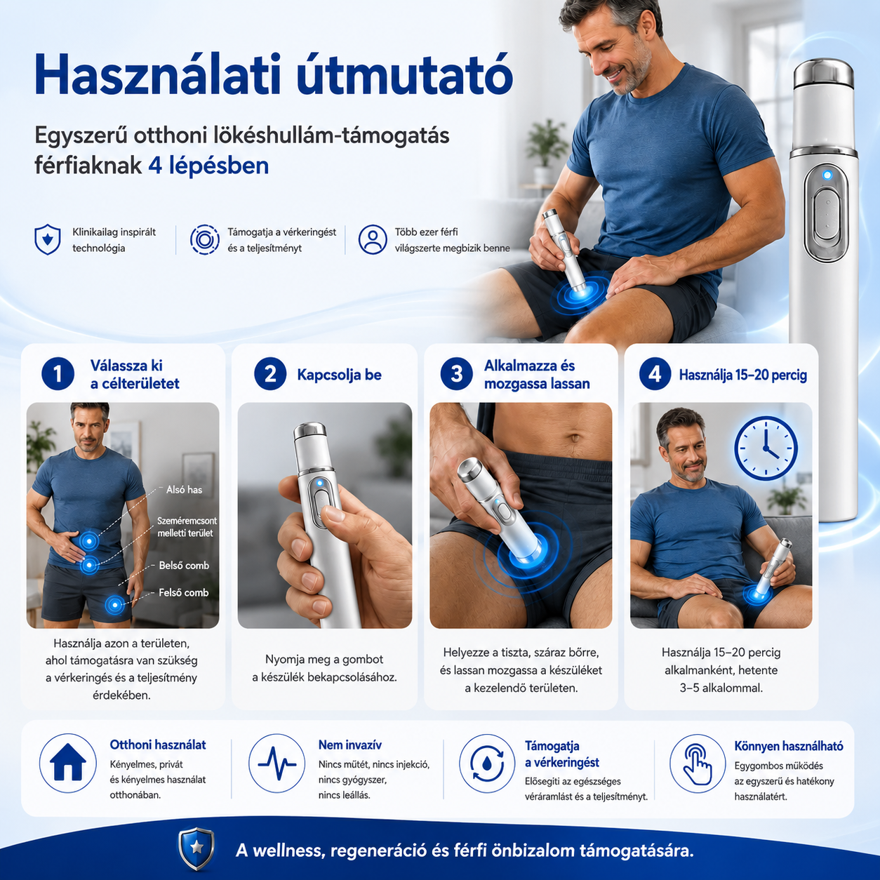 💙 A fejlett akusztikus lökéshullám-terápia   segíthet helyreállítani a péniszszövetek egészségét, javítani a merevséget, a teljesítményt és a férfi önbizalmat, miközben enyhíti a 💪 izomfájdalmat, a 🦴 ízületi merevséget és a 🦵 ínproblémák okozta kell