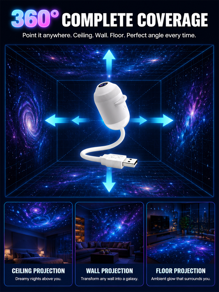 3D Ocean & Starry Sky Projector: Transform Your Home & Car into a Magical Underwater Paradise in Just 1 Second