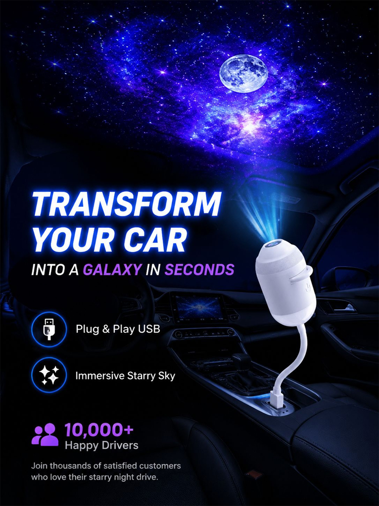3D Ocean & Starry Sky Projector: Transform Your Home & Car into a Magical Underwater Paradise in Just 1 Second
