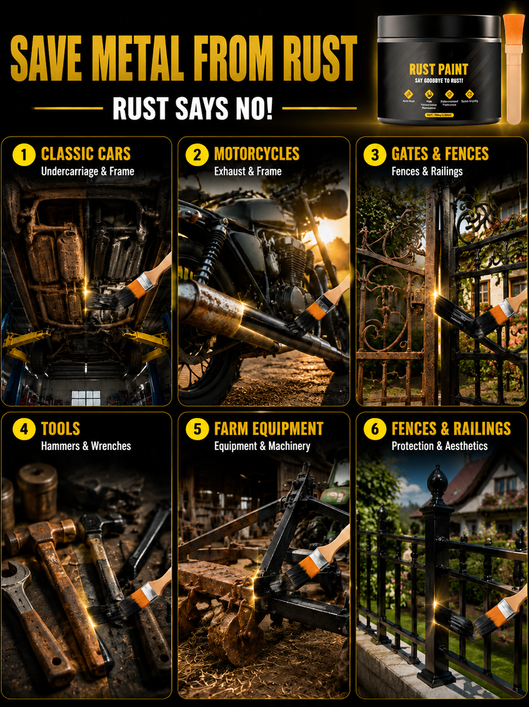 【Rust Prevention from the Source】Water-based metal paint rust remover agent⚡Watch rust vanish in 60 seconds—no sanding, no scraping.