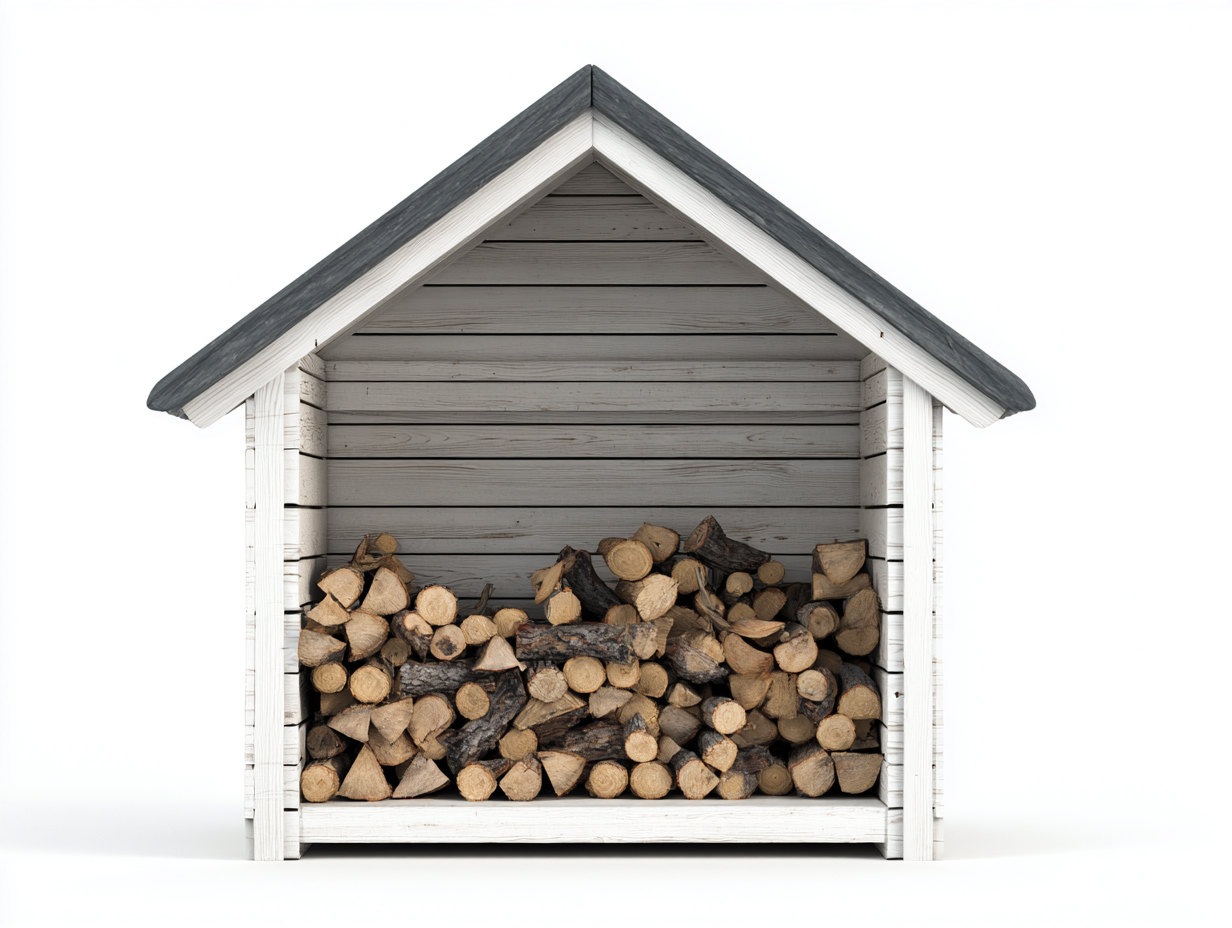 Kaminholzregal Holz 170x80x190 cm - weiß-grau - überdacht für Außenbereich-Nadiohaven