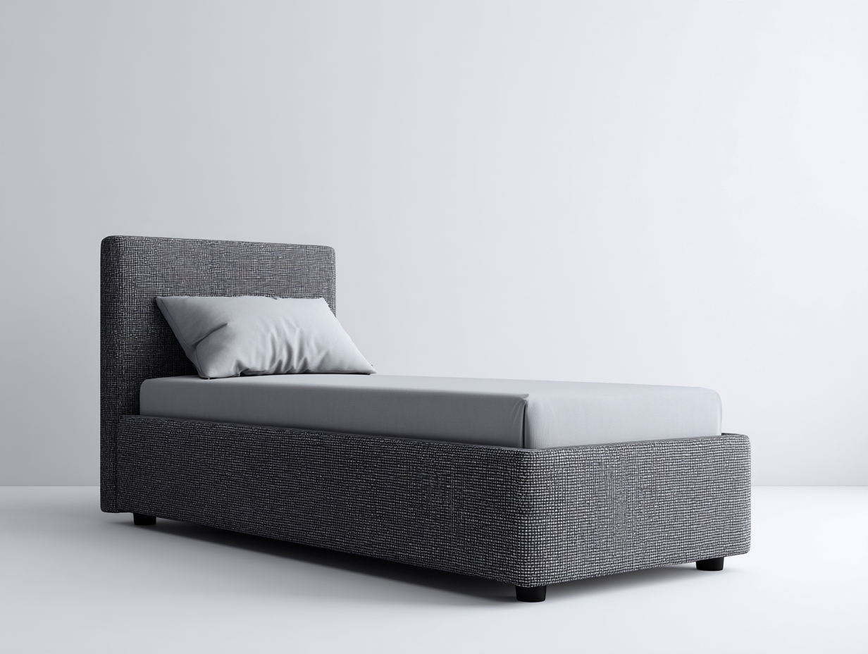 Einzelbett Stoff 210x105x105 cm - grau - für das Schlafzimmer-Nadiohaven