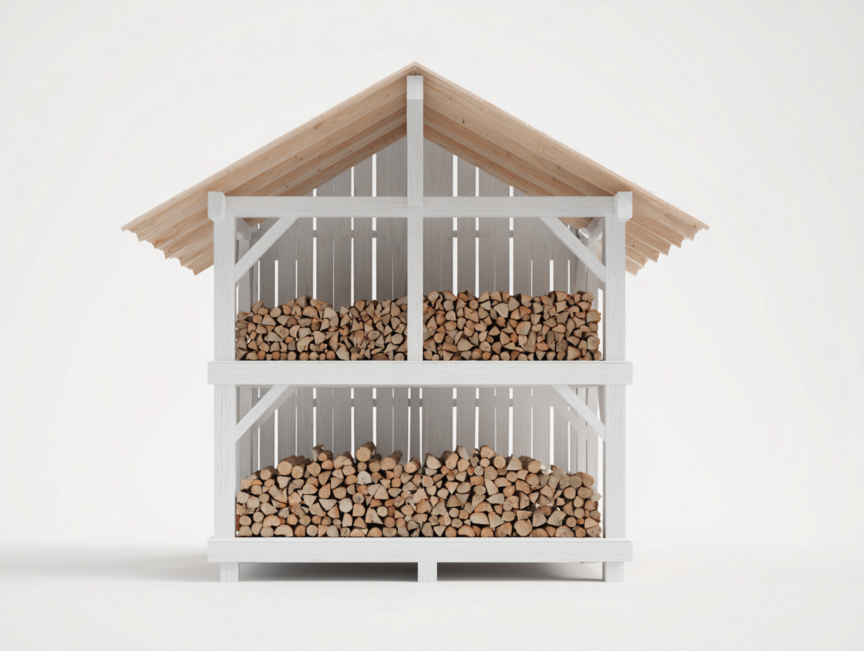 Kaminholzregal Holz 190x75x210 cm - weiß-natur - überdachtes Garten Design-Nadiohaven