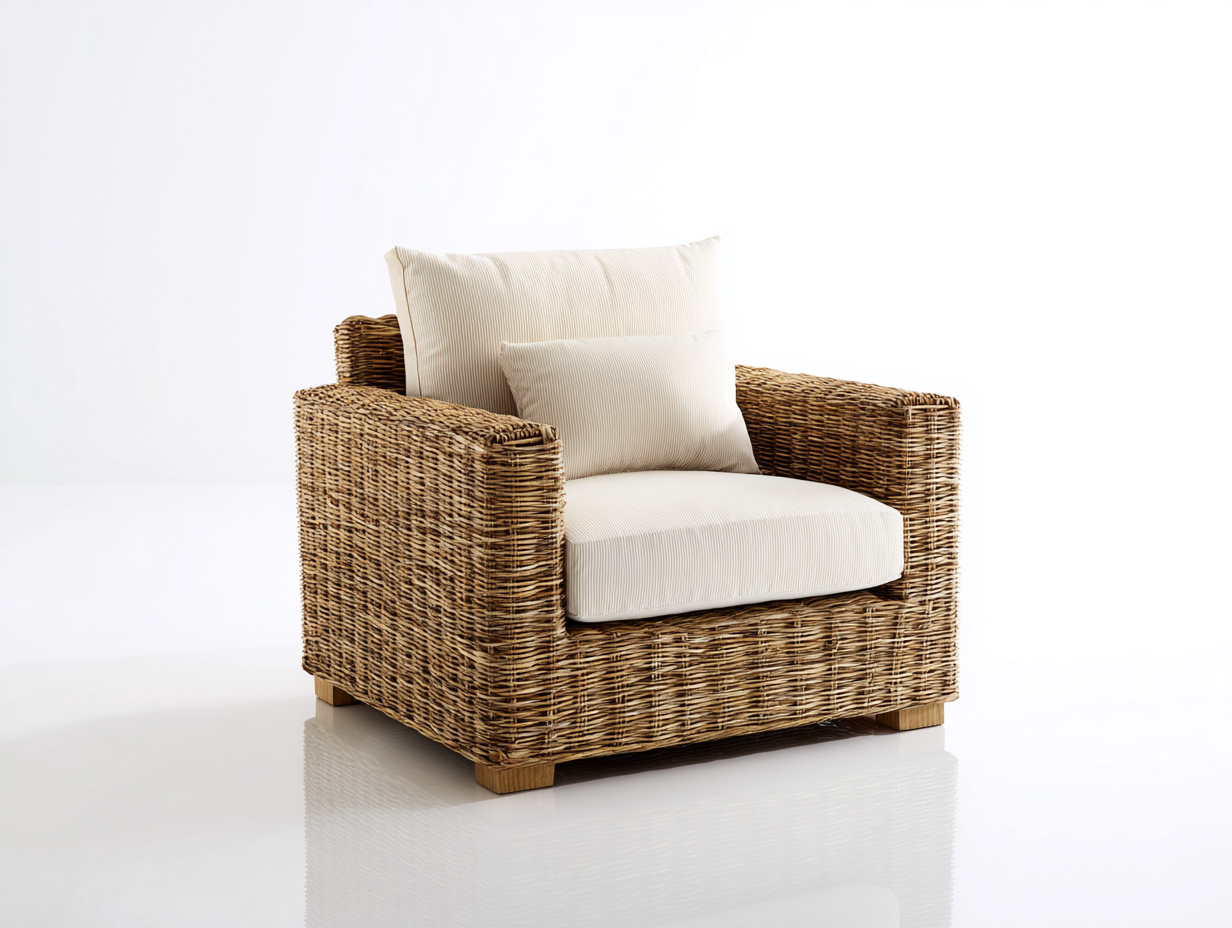 Polyrattan Gartensessel 105x90x75 cm - Naturbraun und Creme - modernes Design-Nadiohaven