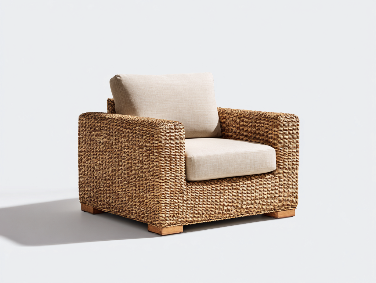 Polyrattan Gartensessel 105x90x75 cm - Naturbraun und Beige - modernes Design-Nadiohaven
