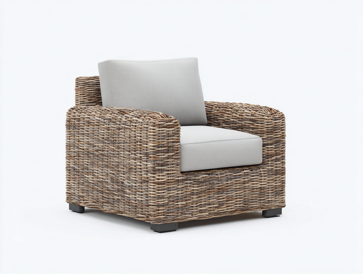 Polyrattan Gartensessel 105x90x75 cm - Naturbraun und Hellgrau - modernes Design-Nadiohaven