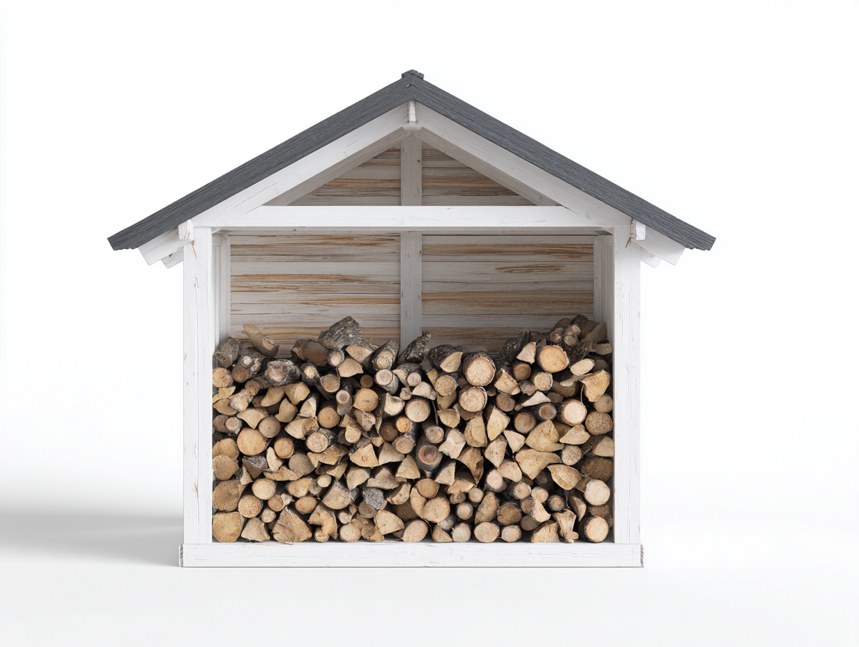 Kaminholzregal Holz 190x80x150 cm - Weiß und Grau - mit Dach-Nadiohaven