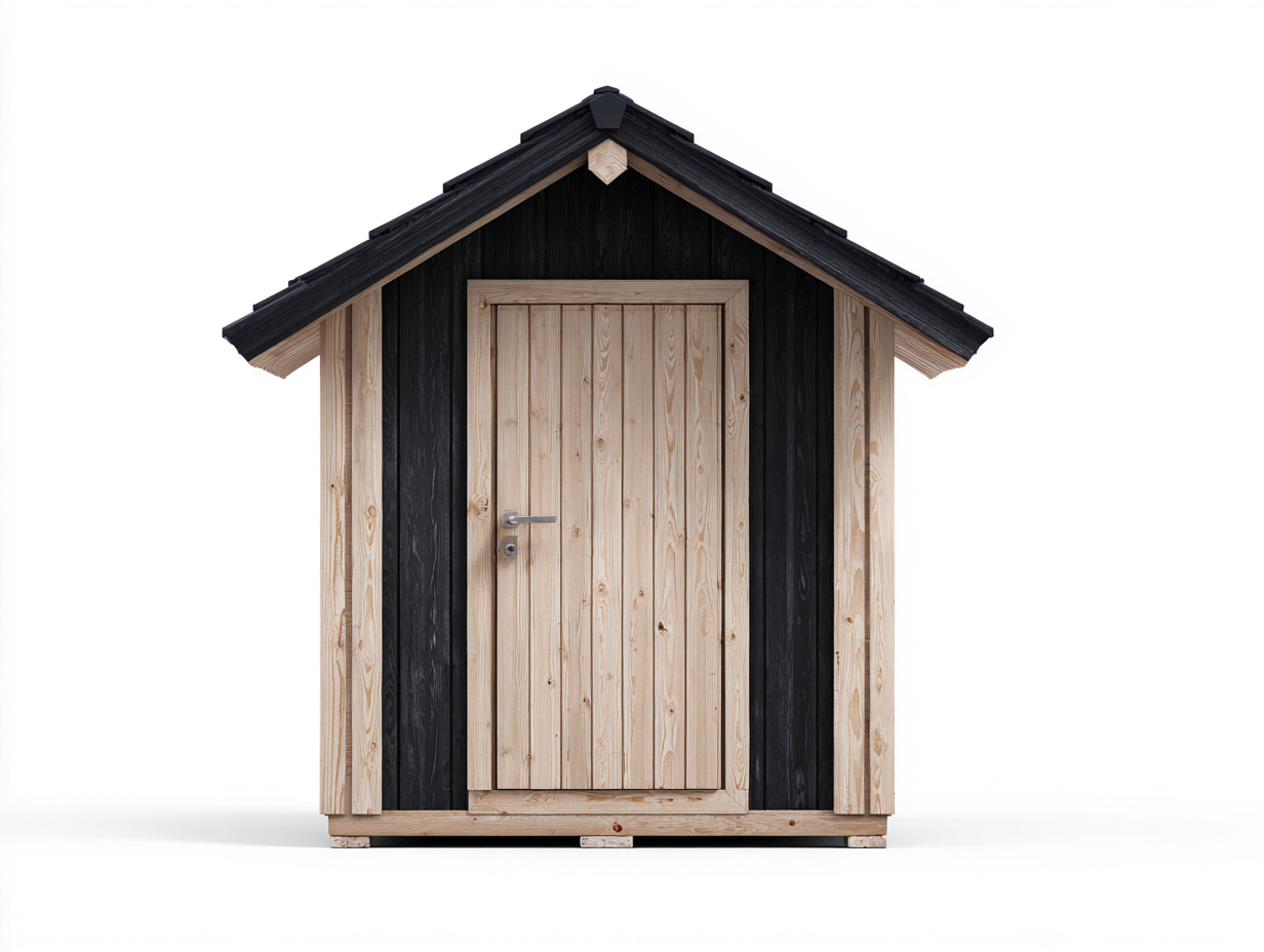 Gartenhäuser aus Holz 190 x 160 x 230 cm - Naturholz-Schwarz - mit Satteldach für Außenbereich-Nadiohaven