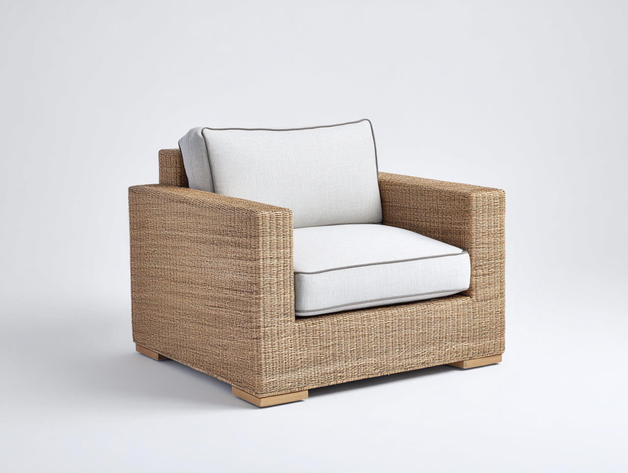 Polyrattan Gartensessel 96x88x78 cm - natur-hellgrau - modern für Terrasse-Nadiohaven