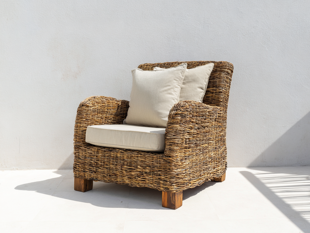 Polyrattan Gartensessel Rattan 105x90x86 cm - braun-beige - natürliches Garten Design-Nadiohaven