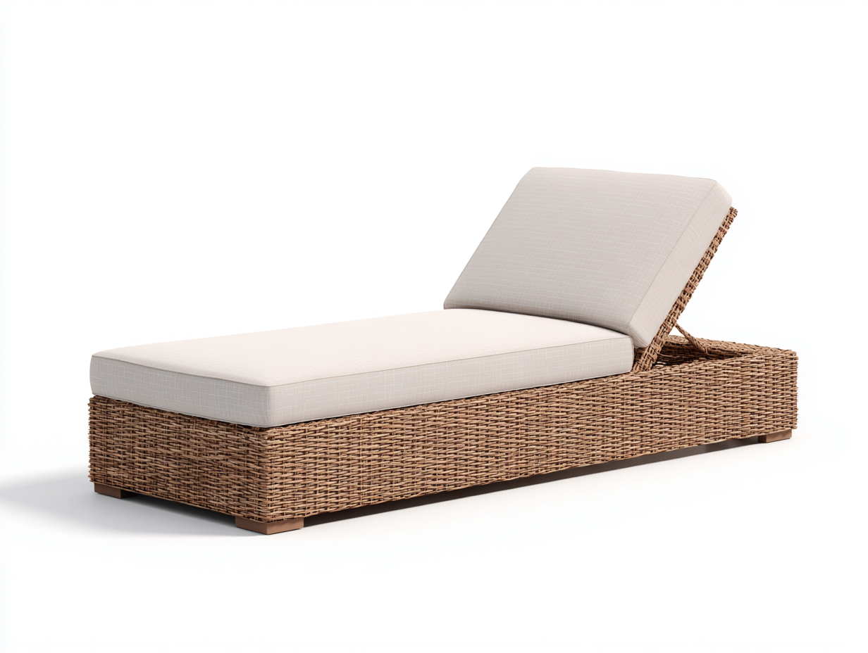 Sonnenliege Polyrattan und Stoff 200x75x86 cm - Natur-Beige - Verstellbares Gartendesign-Namovihaus