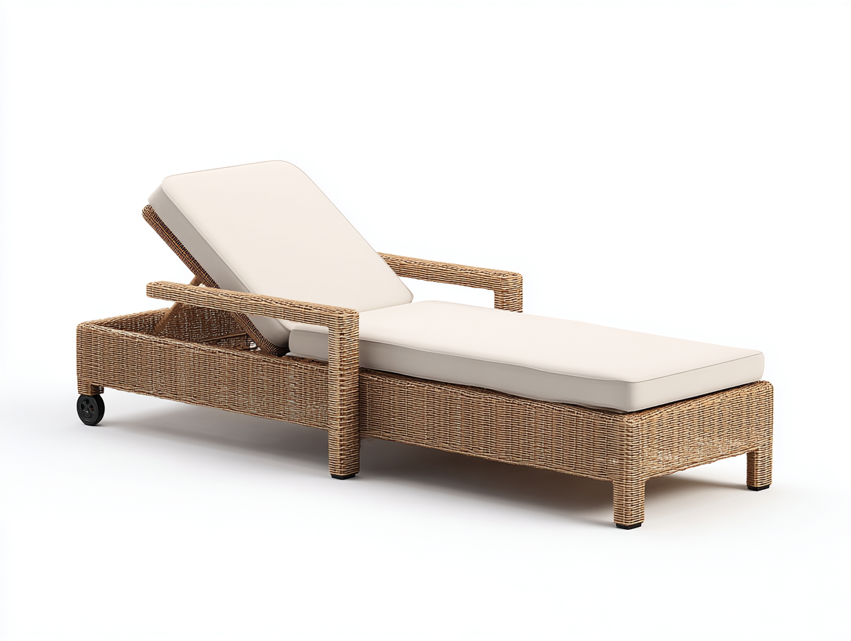 Sonnenliege Polyrattan 205x75x88 cm Braun-Beige - verstellbares Design mit Rollen-Namovihaus