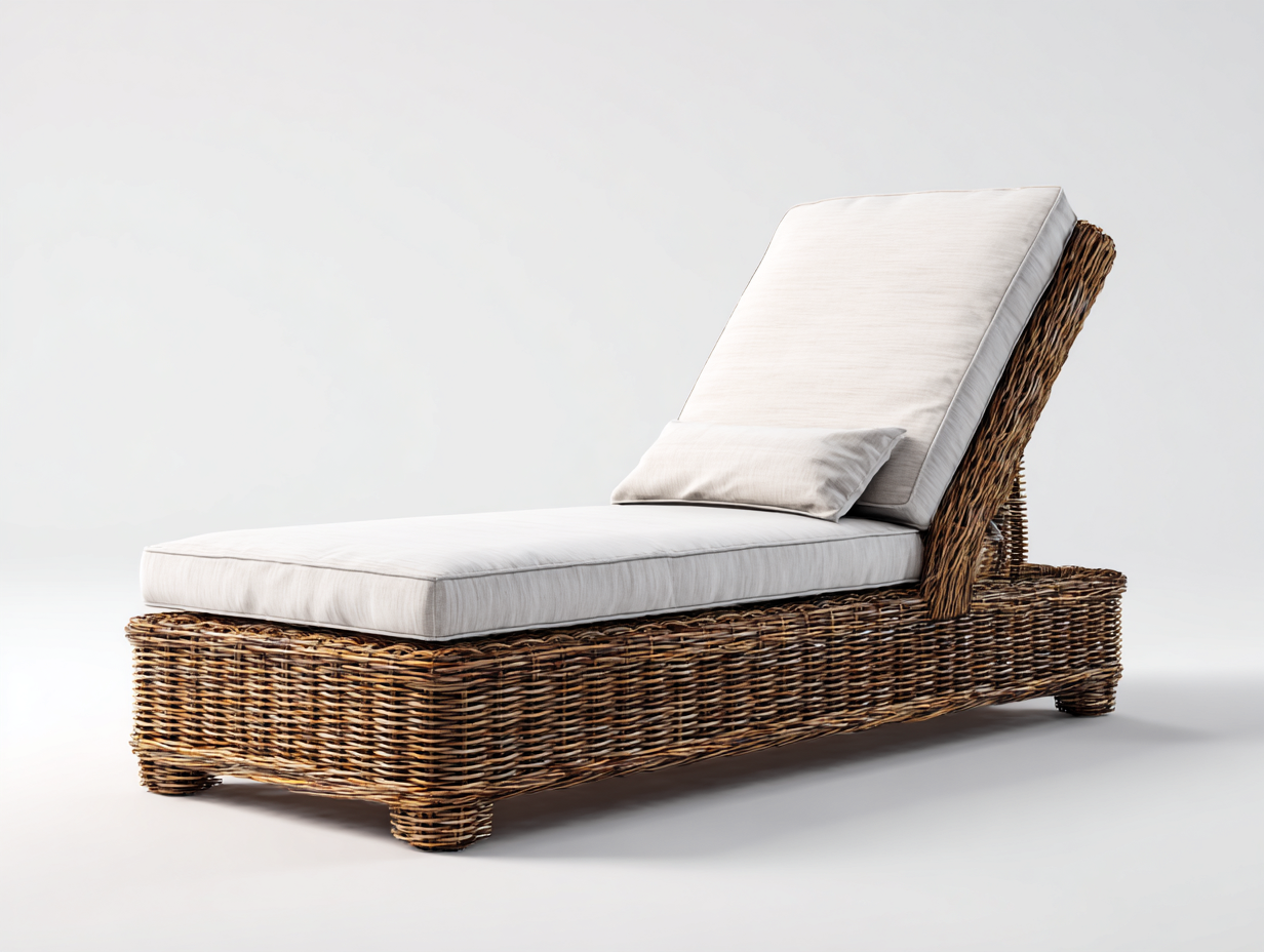 Sonnenliege 200x70x85 cm - Polyrattan Braun mit Auflage Beige - verstellbarer Gartenstil-Namovihaus