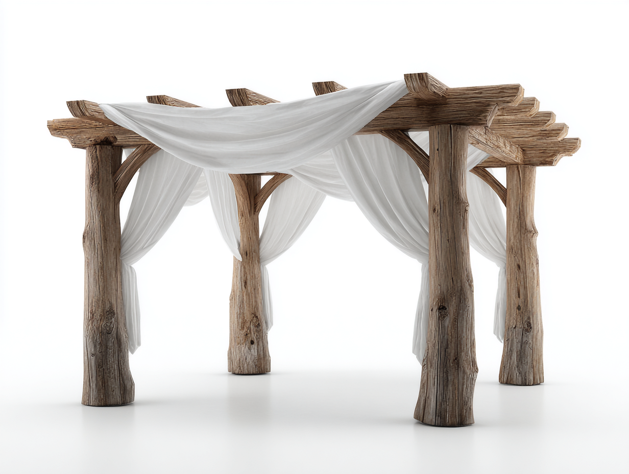 Pavillon Holz 300x300x250 cm Braun-Weiß - rustikales Design mit Stoffbespannung-Namovihaus