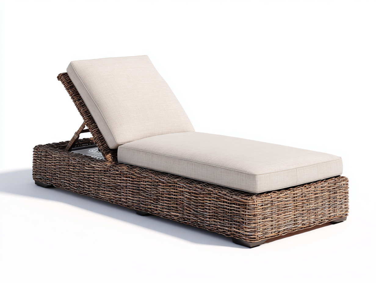 Sonnenliege Polyrattan 198x72x82 cm Braun-Beige - verstellbares Design mit Auflage-Namovihaus