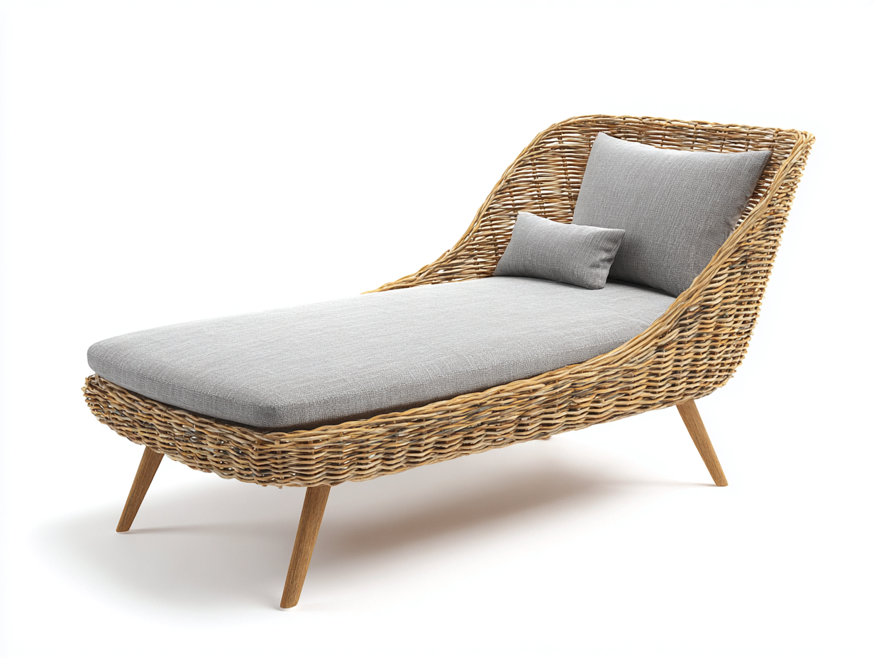 Sonnenliege Polyrattan 195x78x88 cm Naturbraun-Grau - modernes Design mit Liegefläche-Namovihaus