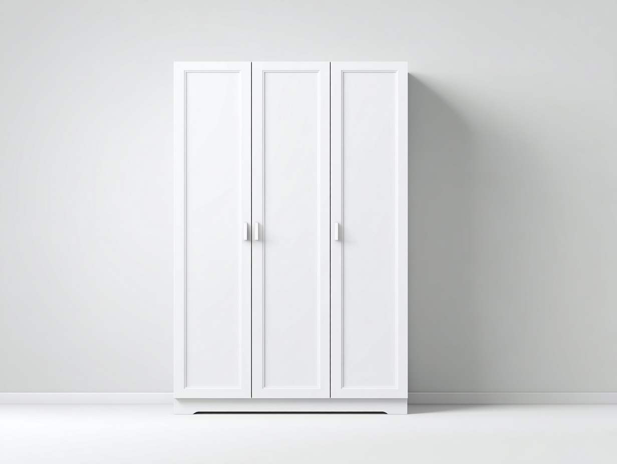 Kleiderschrank Holzwerkstoff 125x55x200 cm - Weiß - moderner Stil mit 3 Türen-Namovihaus